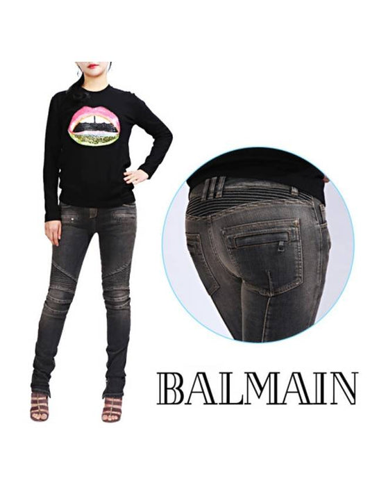 Women's Biker Washed Jeans 5357 181N C0100 - BALMAIN - BALAAN 1