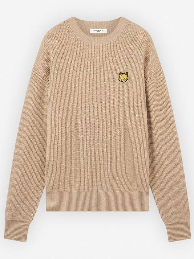 Bold Fox Head Patch Comfort Ribbed Knit Top Beige - MAISON KITSUNE - BALAAN 2