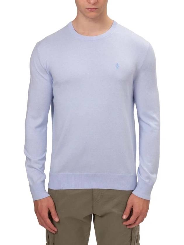 Pony Embroidered Knit Top Light Blue - POLO RALPH LAUREN - BALAAN 1