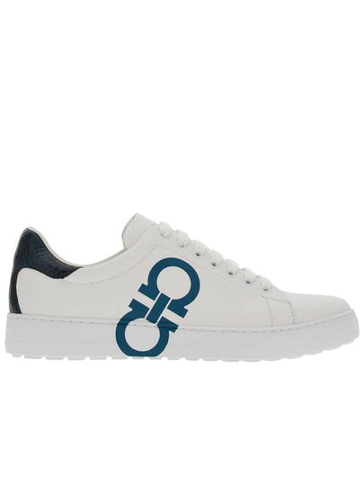 Number Gancini Low Top Sneakers White Mediterranean Blue - SALVATORE FERRAGAMO - BALAAN 2