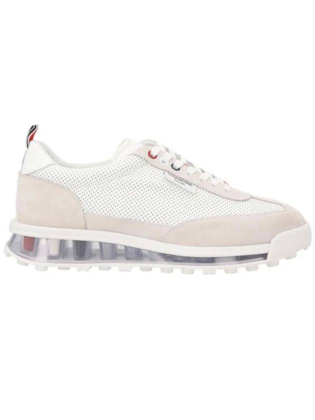 Vitello Calf Leather Clear Sole Tech Runner Sneakers White - THOM BROWNE - BALAAN 3