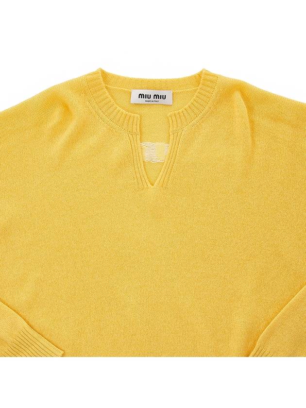 Logo Cashmere Knit Top Yellow - MIU MIU - BALAAN 5