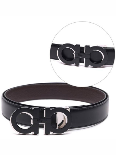 Reversible Leather Belt Black Brown - SALVATORE FERRAGAMO - BALAAN 2