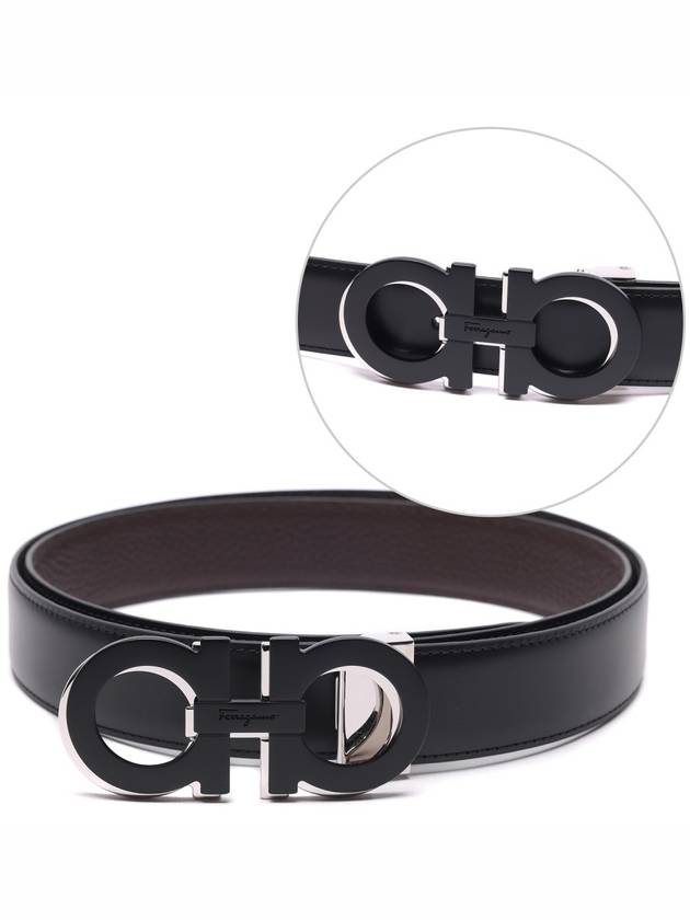 Reversible Leather Belt Black Brown - SALVATORE FERRAGAMO - BALAAN 3