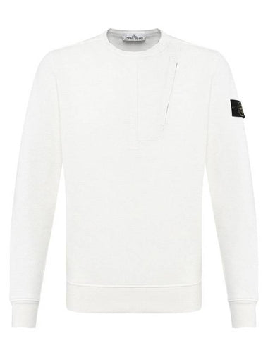 Men's Zipper Pocket Wappen Sweatshirt White - STONE ISLAND - BALAAN 1