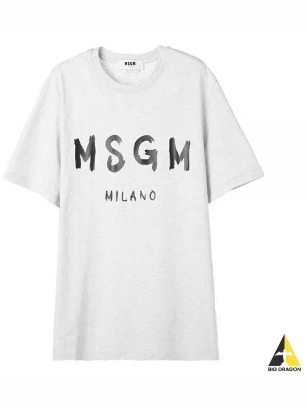 Brushed Milano Logo Short Sleeve T-Shirt Gray - MSGM - BALAAN 2