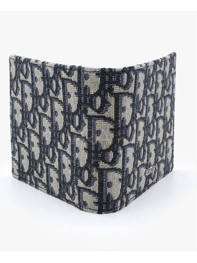 Compact Wallet Beige & Black  Oblique Jacquard - DIOR - BALAAN 4