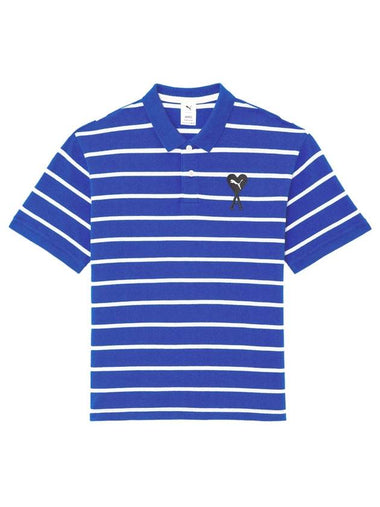 Logo Stripe Polo Shirt Blue - PUMA - BALAAN 1