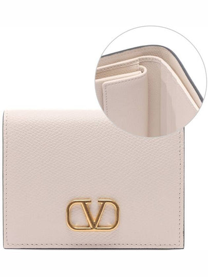 Compact V Logo Signature Calfskin Half Wallet Ivory - VALENTINO - BALAAN 2