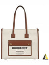 Freya Small Canvas Leather Tote Bag Natural Tan - BURBERRY - BALAAN 2