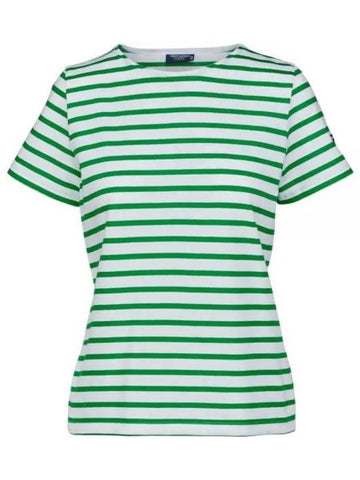 Etrille Striped Short Sleeve T-Shirt White Green - SAINT JAMES - BALAAN 1