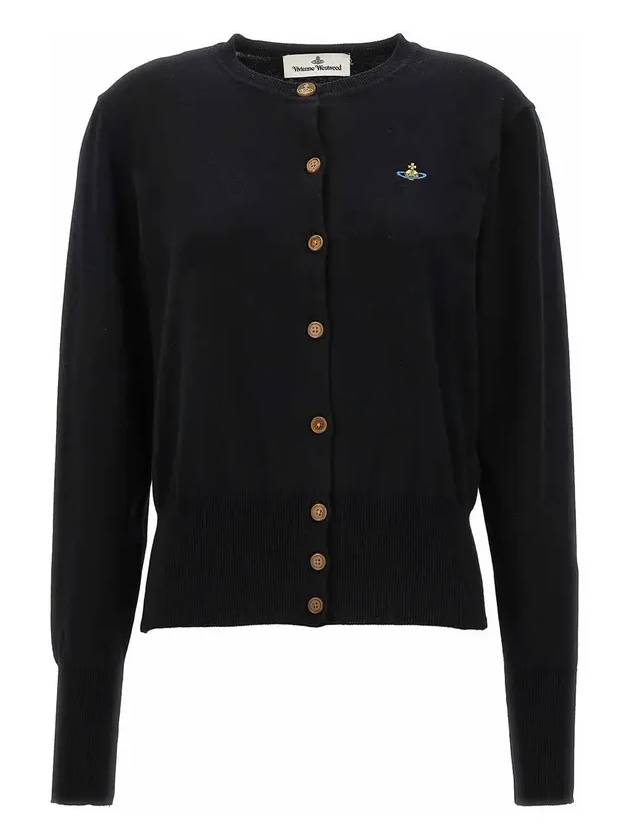 Bea Logo Wool Cardigan Black - VIVIENNE WESTWOOD - BALAAN 3