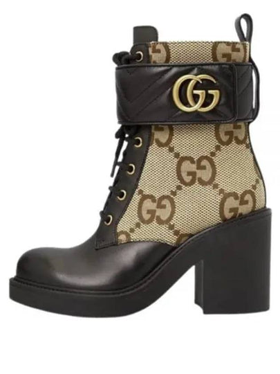 Women's Double G Canvas Middle Boots Camel - GUCCI - BALAAN 2