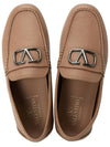 V Logo Leather Loafers Light Camel - VALENTINO - BALAAN 3