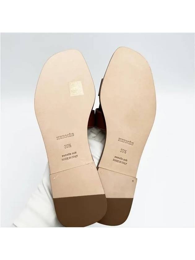 Oran Calfskin Slippers Gold Piqures Ecrues - HERMES - BALAAN 9