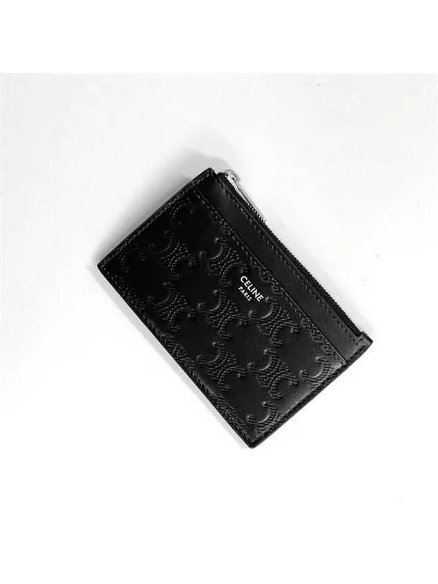 Zipper Calfskin Triomphe Embossed Card Wallet Black - CELINE - BALAAN 5