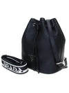 Logo Flo Leather Bucket Bag Black - PRADA - BALAAN 3