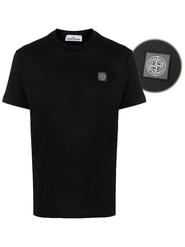 Logo Patch Chest Short Sleeve T-Shirt Black - STONE ISLAND - BALAAN 3