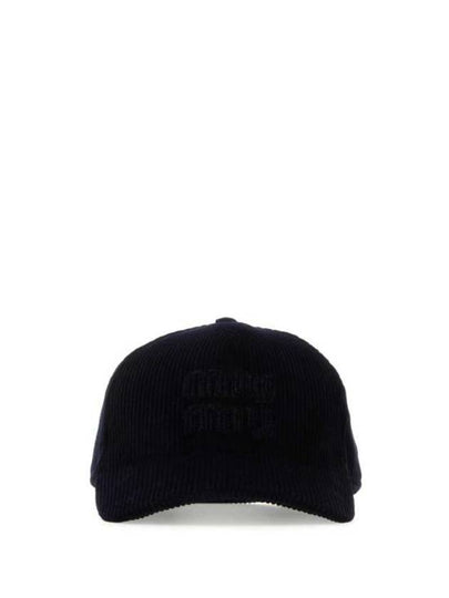 Embossed Logo Velvet Ball Cap Navy - MIU MIU - BALAAN 2