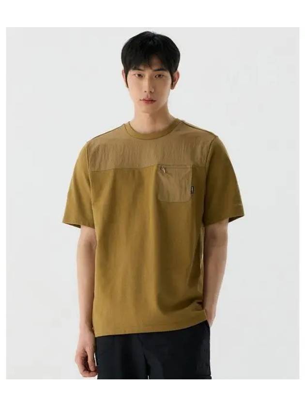 MERRELL MEN Life Woven Patch Short Sleeve T Shirt BEIGE - MERRYMOTIVE - BALAAN 1