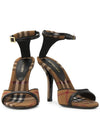 Checked Stiletto Sandal Heels Dark Birch Brown - BURBERRY - BALAAN.