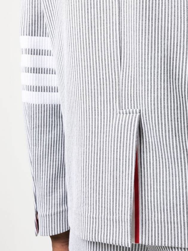 Men's 4 Bar Seesucker Loopback 4 Bar Sack Cardigan Grey - THOM BROWNE - BALAAN 6