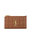 Cassandra Matelasse Leather Card Wallet Brown - SAINT LAURENT - BALAAN 1