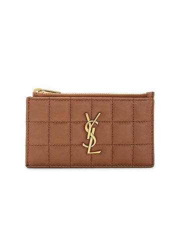 Cassandra Matelasse Leather Card Wallet Brown - SAINT LAURENT - BALAAN 1