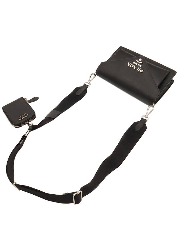 Black Saffiano Silver Envelope Mini Cross Bag - PRADA - BALAAN 6