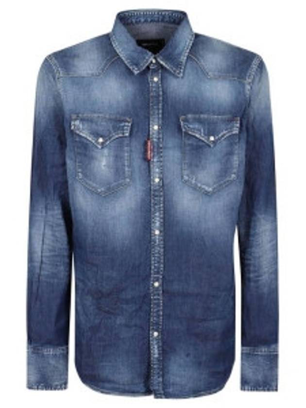 Denim Long Sleeve Shirt Blue - DSQUARED2 - BALAAN 2