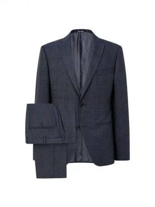 Men s Windowpane Check Pattern Single Suit Dark Navy 271381 - EMPORIO ARMANI - BALAAN 1