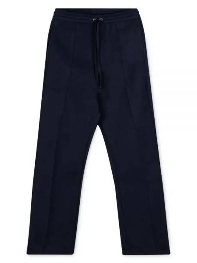 Elastic Waist Viscose Wool Straight Pants Navy - AMI - BALAAN 2