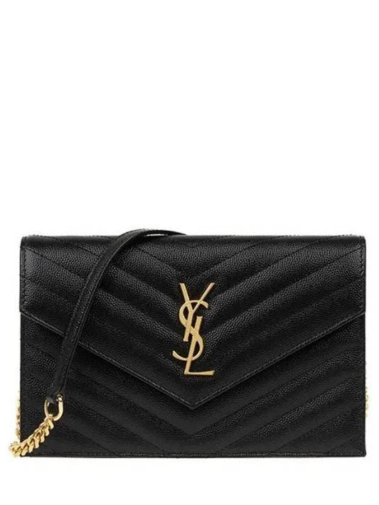 Women's Logo Envelope Chain Long Wallet Black - SAINT LAURENT - BALAAN 2