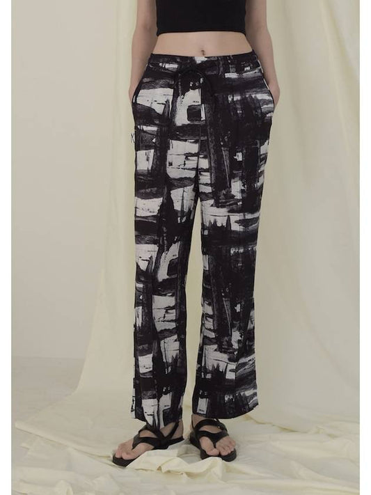 Print Pin Tuck Banding Pants Black - IMIRK - BALAAN 1