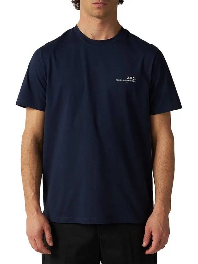 Men's Item Logo Cotton Short Sleeve T-Shirt Navy - A.P.C. - BALAAN 3