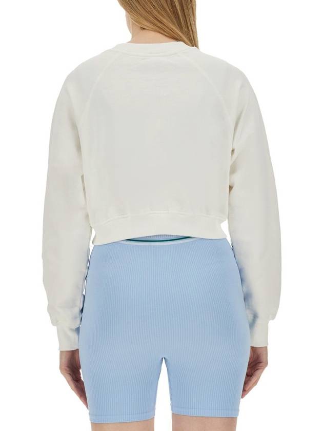 Casablanca 'Crop' White Cotton Sweatshirt - CASABLANCA - BALAAN 7