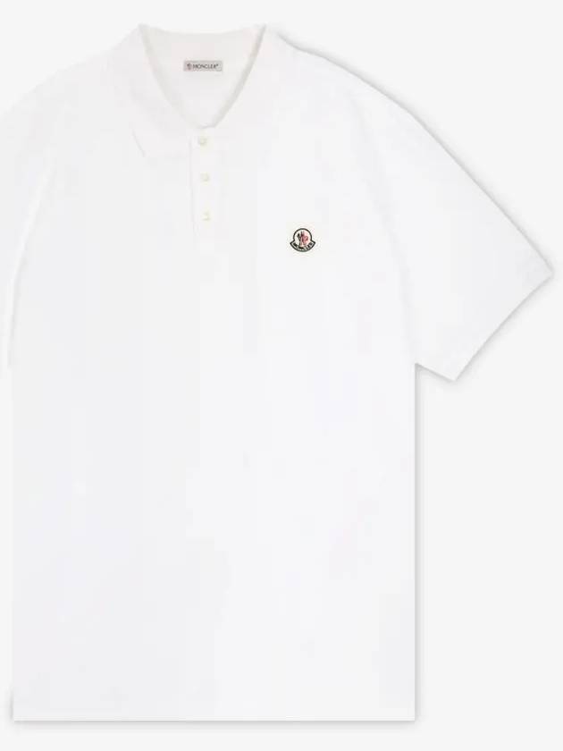 Logo Patch Short Sleeve Polo Shirt White - MONCLER - BALAAN 3