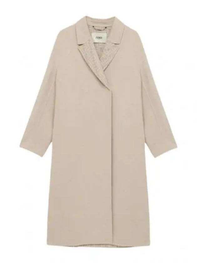 Patterned Lining Midi Single Coat Light Beige - FENDI - BALAAN 2