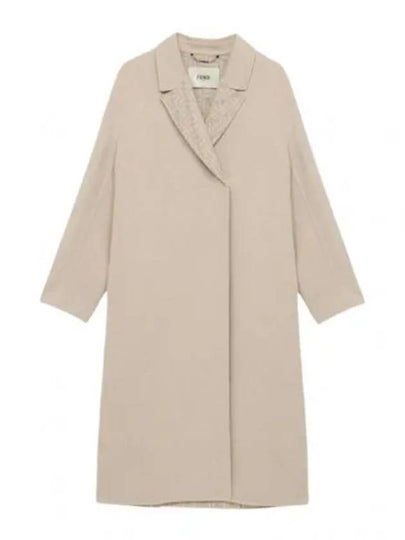 Patterned Lining Midi Single Coat Light Beige - FENDI - BALAAN 2