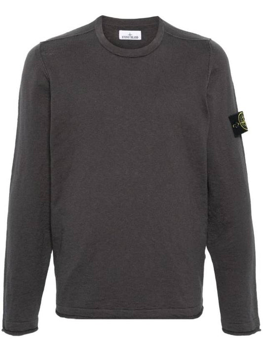 Compass Badge Ribbed Cotton Knit Top Charcoal - STONE ISLAND - BALAAN 1