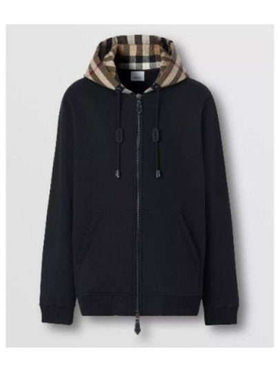 Check Hood Cotton Zip Up Hoodie Black Archive Beige - BURBERRY - BALAAN 2