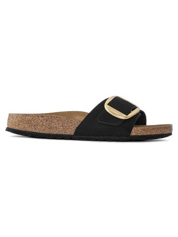 Madrid Big Buckle Nubuck Leather Slippers Black - BIRKENSTOCK - BALAAN 1