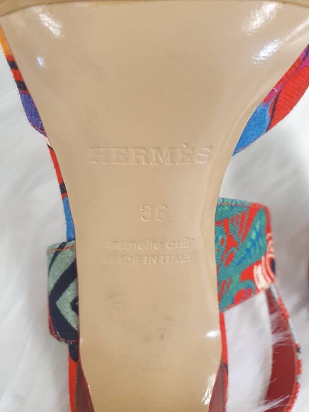 Women s Multicolor Fabric Open Toe Slingback HM99619HE 230mm 36 Condition A - HERMES - BALAAN 12