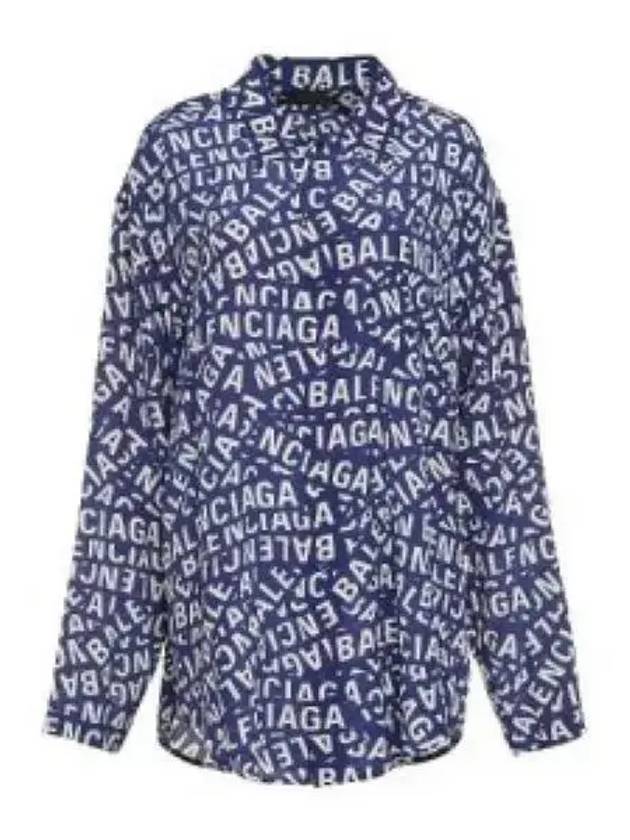 All Over Logo Shirt Blue - BALENCIAGA - BALAAN 2