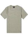 Stripe Minimal Logo Print Short Sleeve T-Shirt Heather Ecru - A.P.C. - BALAAN 2