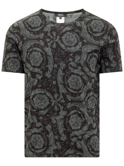 Barocco Pattern Short Sleeve T-Shirt Grey Black - VERSACE - BALAAN 2