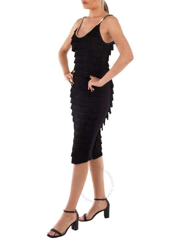 Burberry Black Melina Sleeveless Chain Trim Fringed Dress, Brand Size 4 (US Size 2) - BURBERRY - BALAAN 3