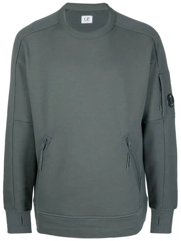 Men's Diagonal Lens Wappen Crew Neck Sweatshirt Gray - CP COMPANY - BALAAN.