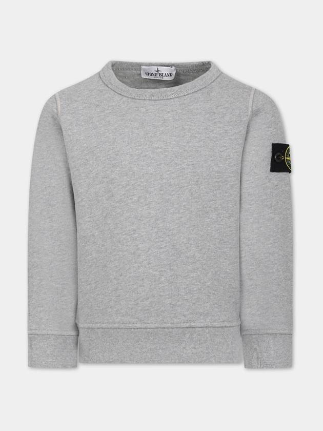 Kids Organic Cotton Fleece Sweatshirt Grey Melange - STONE ISLAND - BALAAN 2