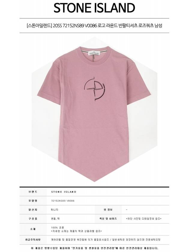 Men's Compass Embroidery Back Lettering Short Sleeve T-Shirt Rose Quartz - STONE ISLAND - BALAAN 3